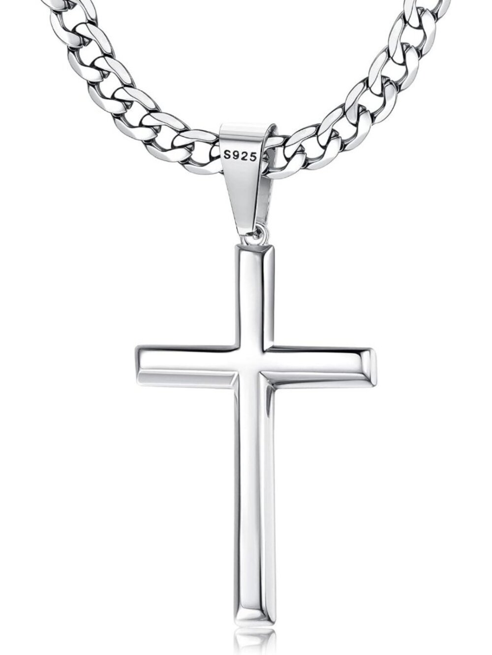 Sterling Silver Cross Necklace for Men & Women | Adjustable Chain 16-30 Inches